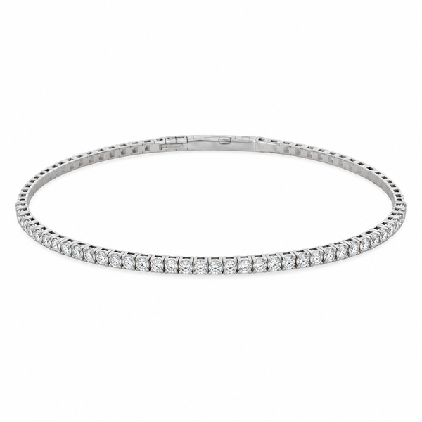 1.00 CTW Diamond 14K White Gold Flexible Bangle Bracelet