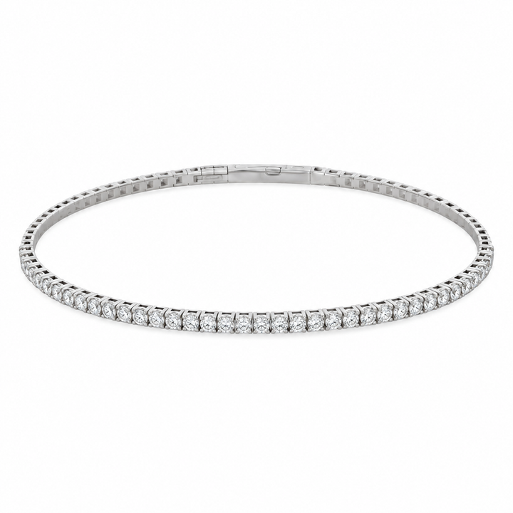 1.00 CTW Diamond 14K White Gold Flexible Bangle Bracelet