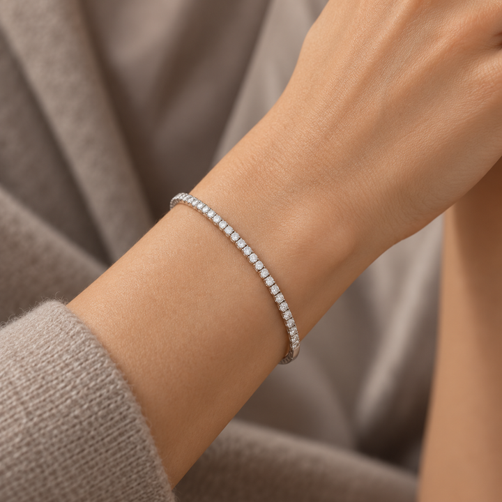 1.00 CTW Diamond 14K White Gold Flexible Bangle Bracelet