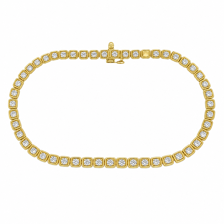 1.50 CTW Diamond 14K Yellow Gold Square-Link Tennis Bracelet