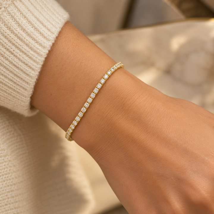 1.45 CTW Round Diamond 14K Yellow Gold Bracelet