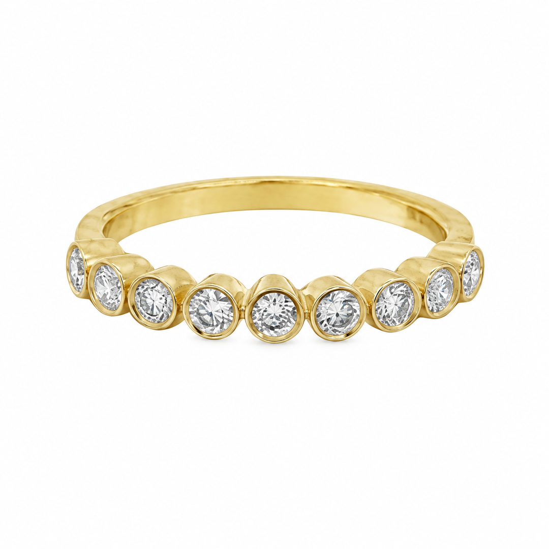 0.43 CTW Bezel Set Diamond Stacking Band Ring 14K Yellow Gold