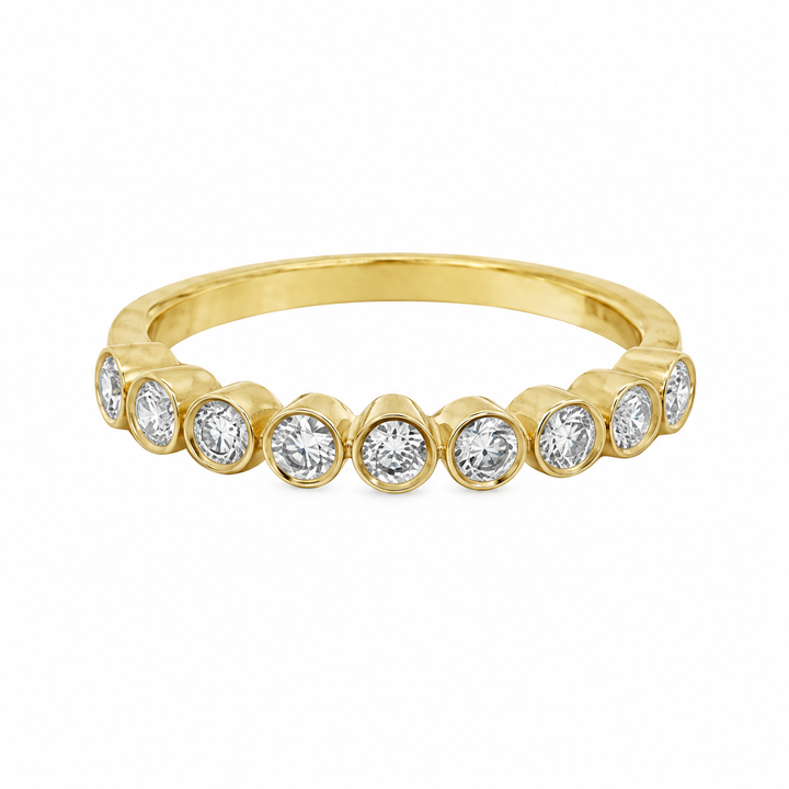 0.43 CTW Bezel Set Diamond Stacking Band Ring 14K Yellow Gold