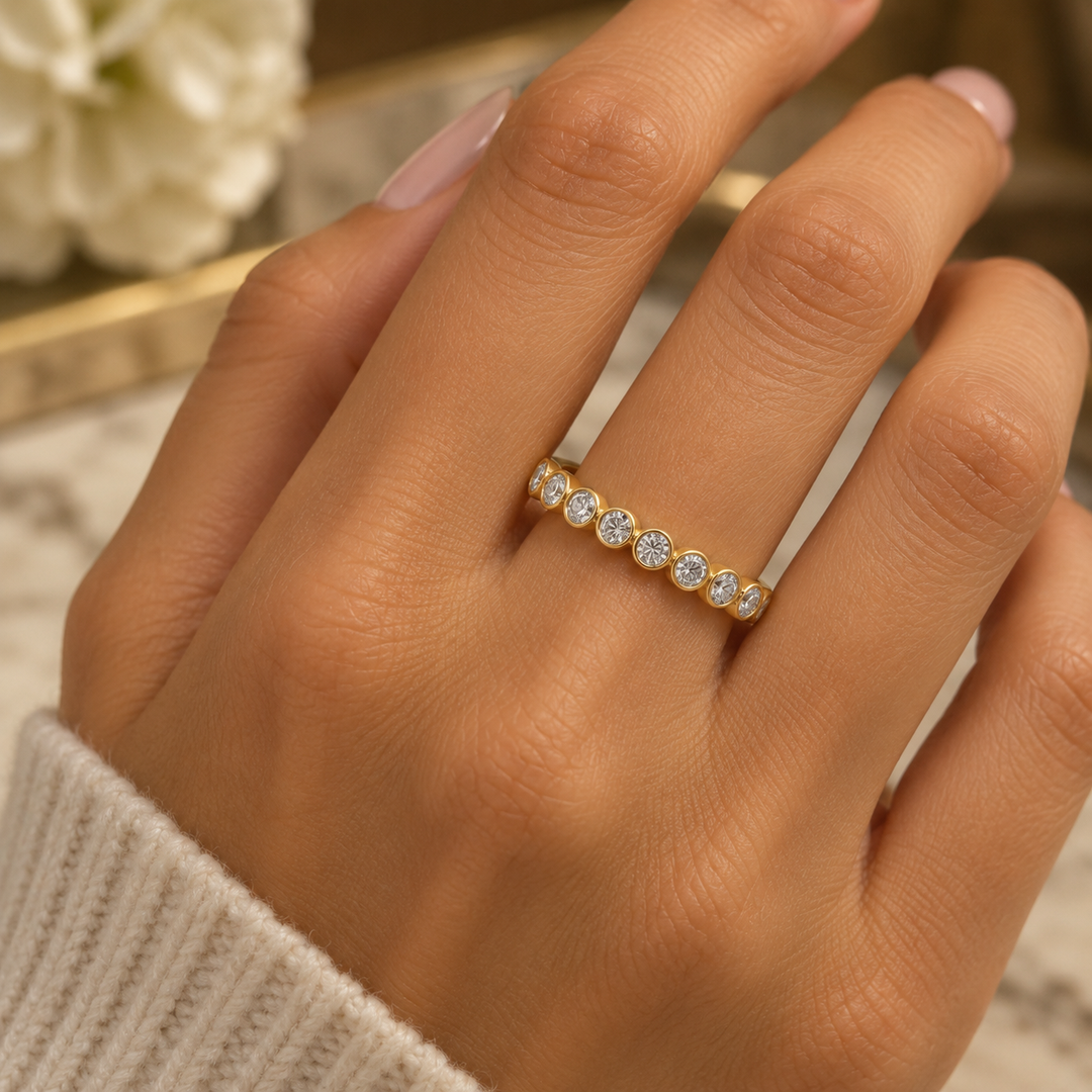 0.43 CTW Bezel Set Diamond Stacking Band Ring 14K Yellow Gold