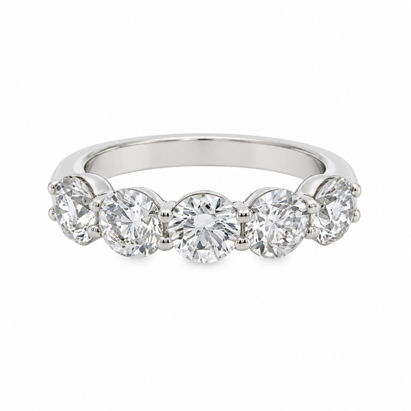 2.55 CTW Diamond 14K White Gold 5-Stone Band Ring