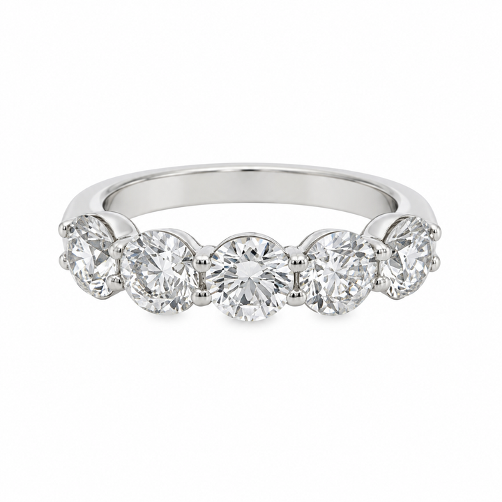 2.55 CTW Diamond 14K White Gold 5-Stone Band Ring