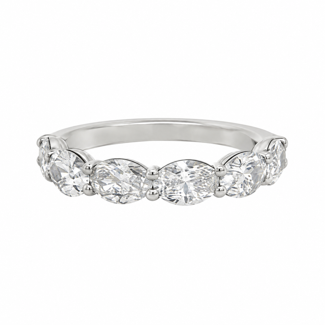 2.22 CTW Horizontal Oval Diamond 14K White Gold Band – 4mm