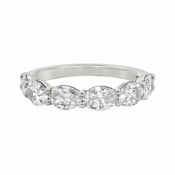 2.22 CTW Horizontal Oval Diamond 14K White Gold Band – 4mm