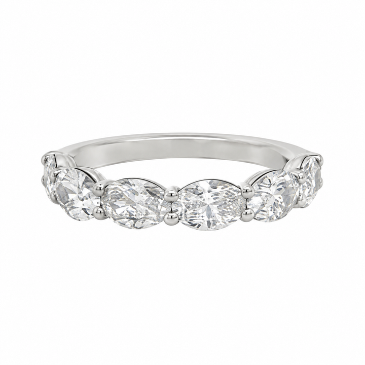 2.22 CTW Horizontal Oval Diamond 14K White Gold Band – 4mm