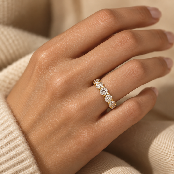 1.52 CTW Diamond 14K Yellow Gold Shared Prong Band Ring