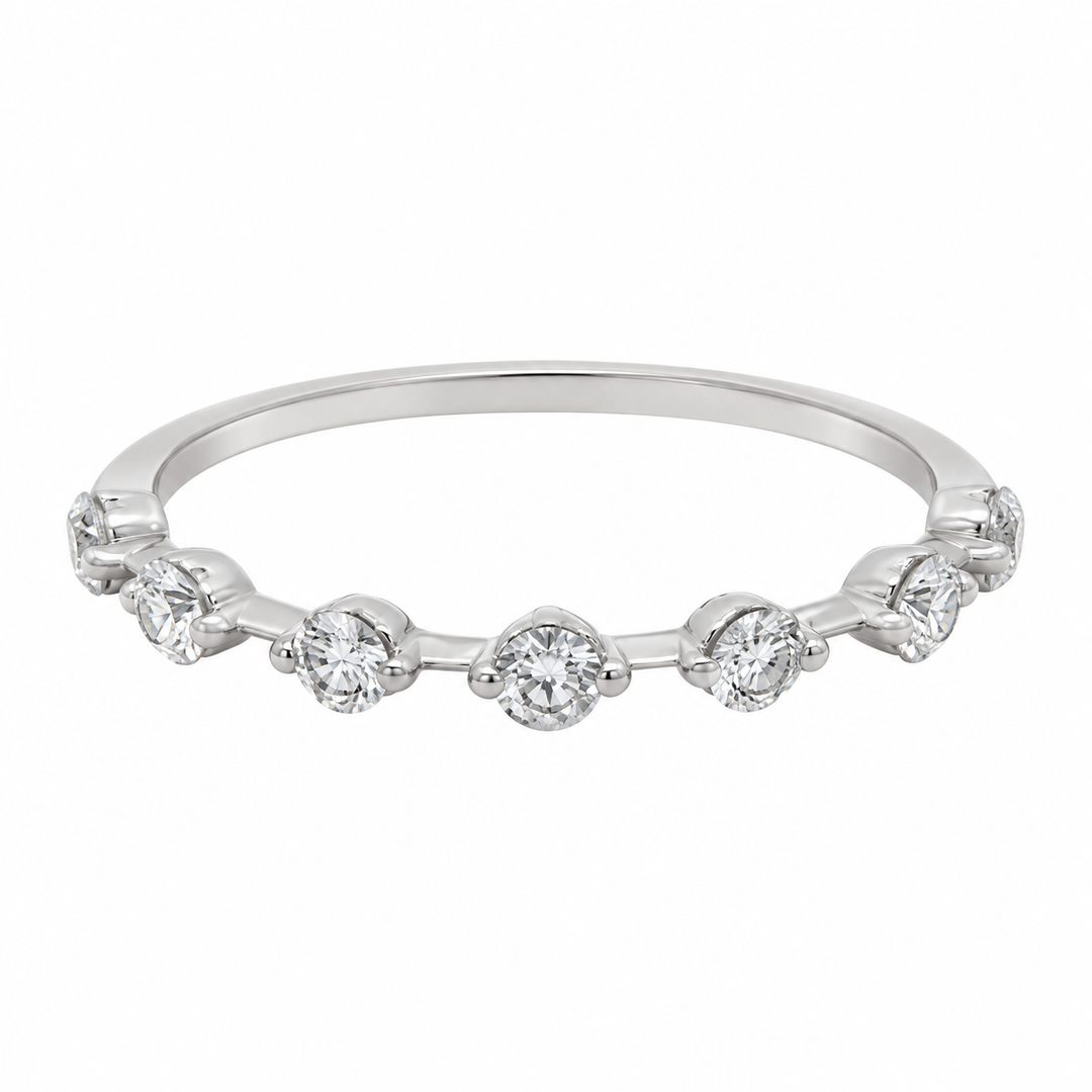 18K White Gold Spaced Diamond Band Ring – 0.50 CTW