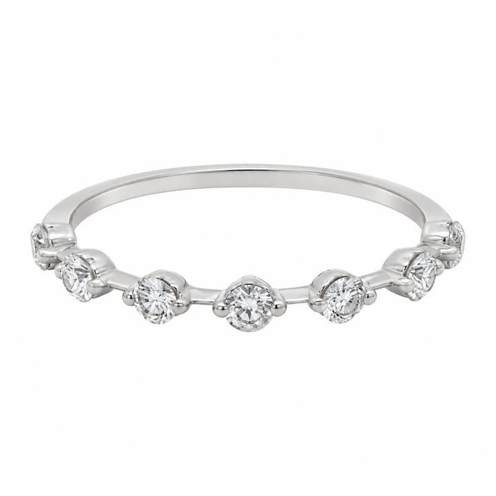 18K White Gold Spaced Diamond Band Ring – 0.50 CTW