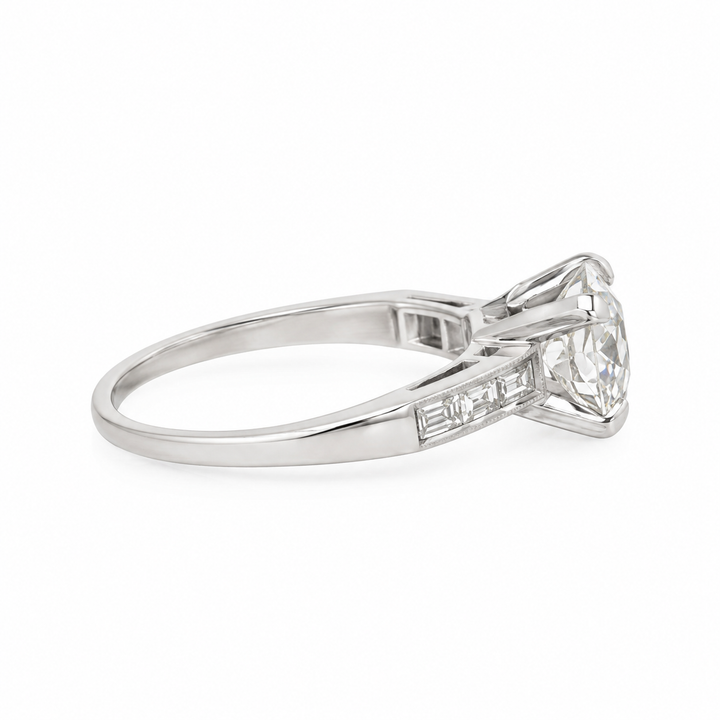 2.91 CT GIA Old European Cut Diamond Platinum Art Deco Engagement Ring
