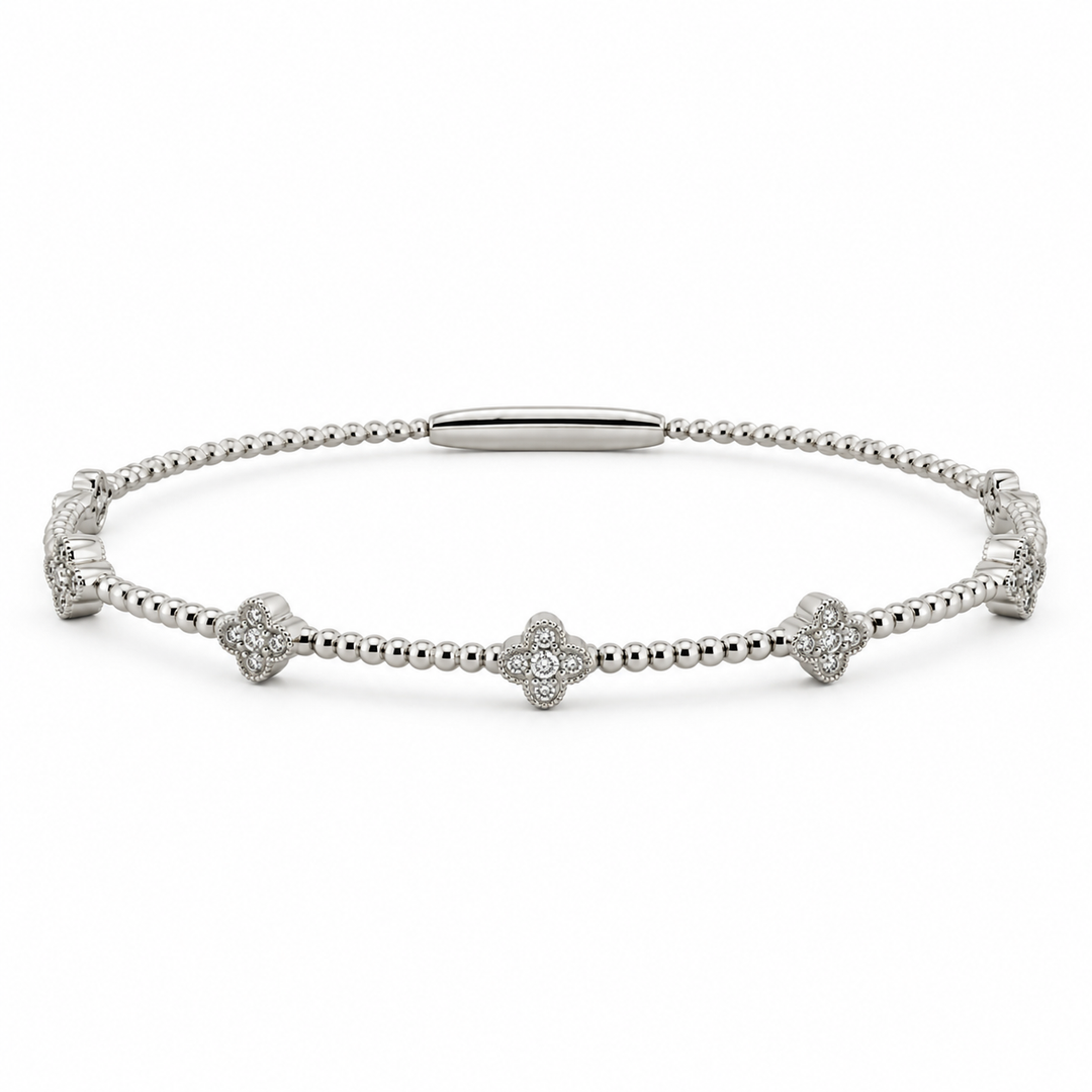 0.53 CTW Diamond 14K White Gold Flexible Bangle Bracelet