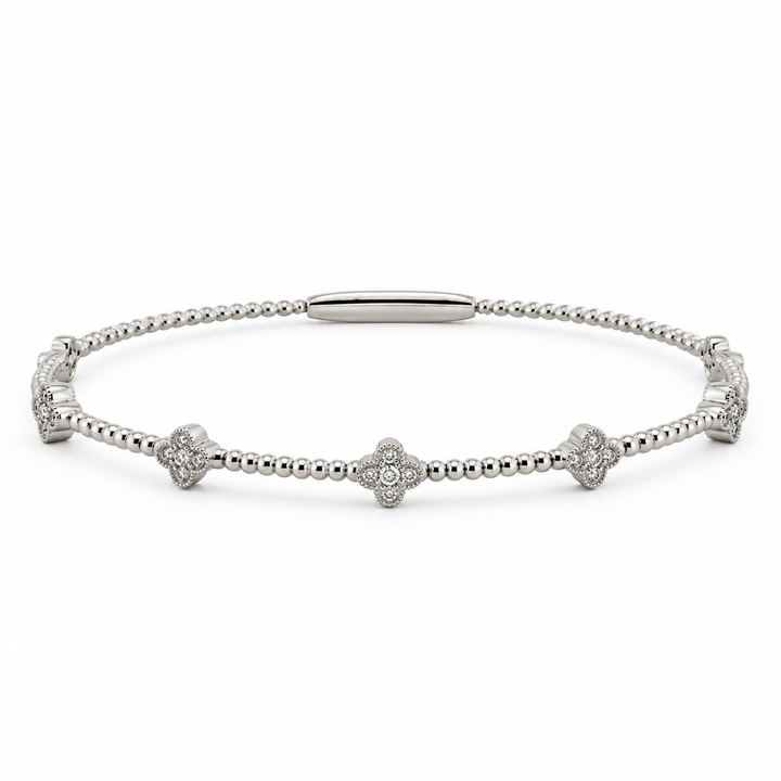 0.53 CTW Diamond 14K White Gold Flexible Bangle Bracelet