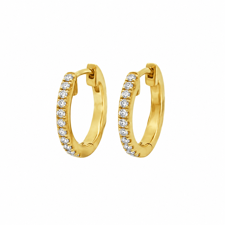 0.23 CTW Diamond 18K Yellow Gold Hoop Earrings