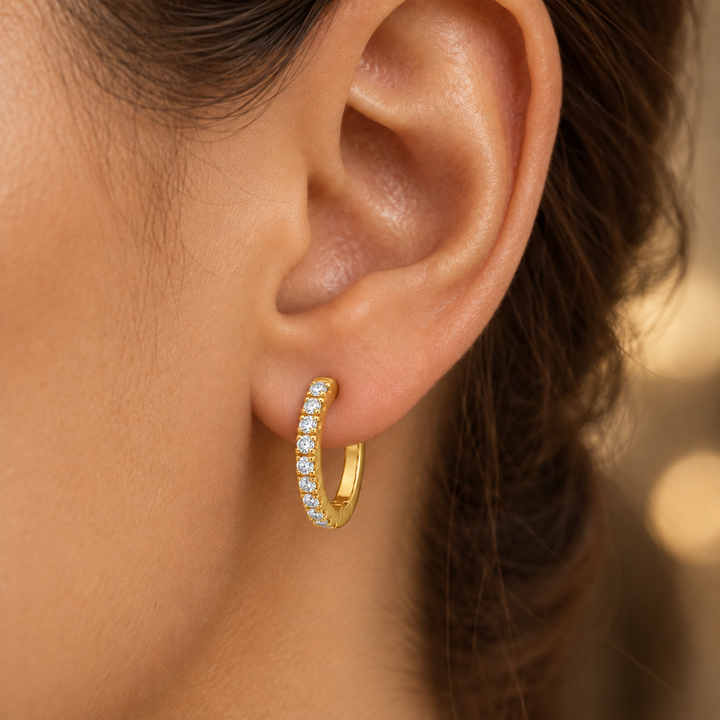 0.23 CTW Diamond 18K Yellow Gold Hoop Earrings