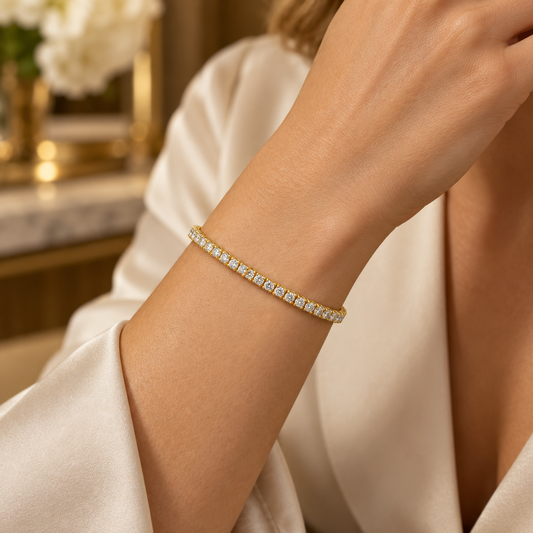1.93 CTW Diamond 18K Yellow Gold Tennis Bracelet
