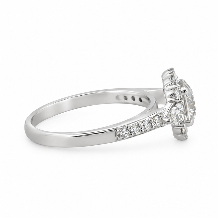 0.91 CT Center Diamond Engagement Ring with 0.90 CTW in Halo Setting
