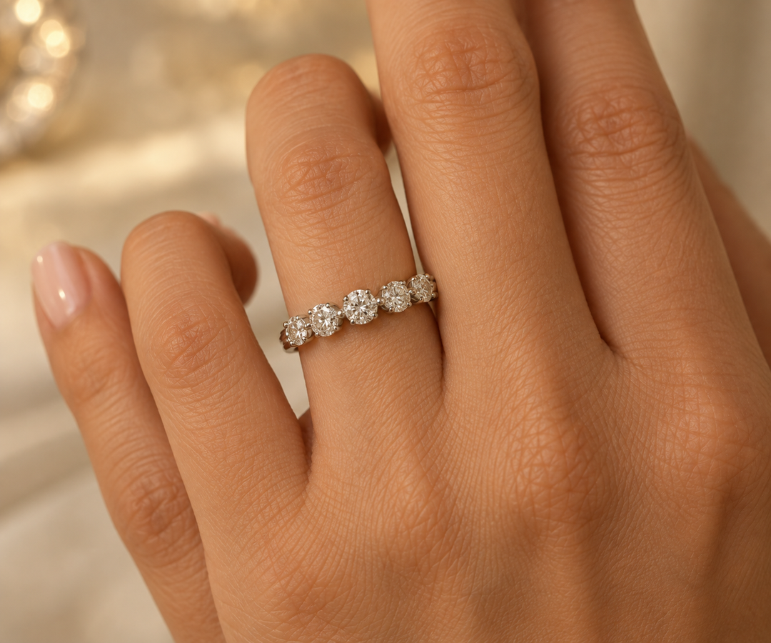 2.05 CTW Diamond 14K White Gold Shared Prong Band Ring