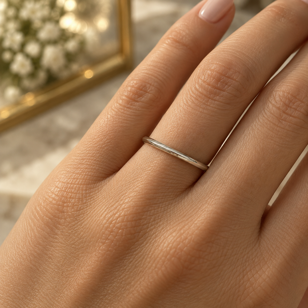 18k White Gold Knife Edge Wedding Band