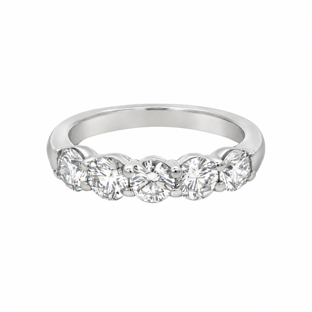 1.52 CTW Diamond 14K White Gold 5-Stone Band Ring