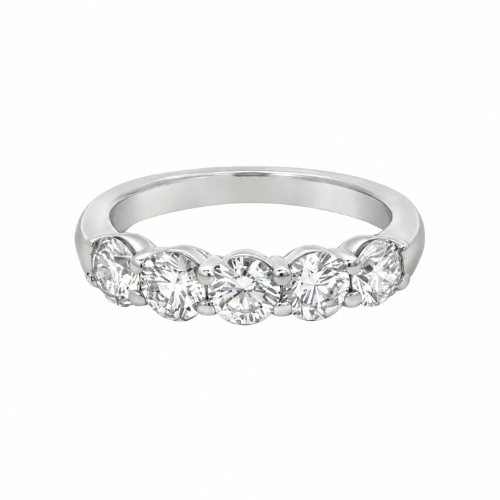 1.52 CTW Diamond 14K White Gold 5-Stone Band Ring