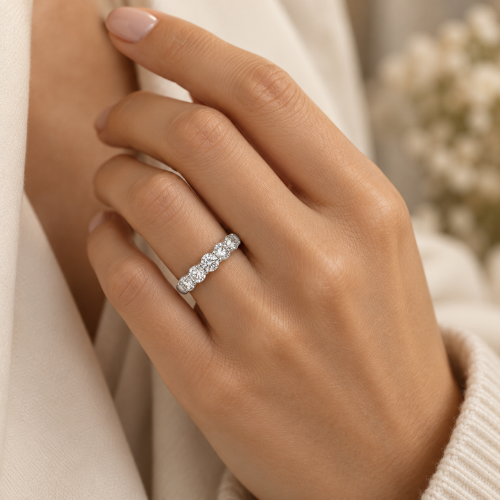 1.52 CTW Diamond 14K White Gold 5-Stone Band Ring