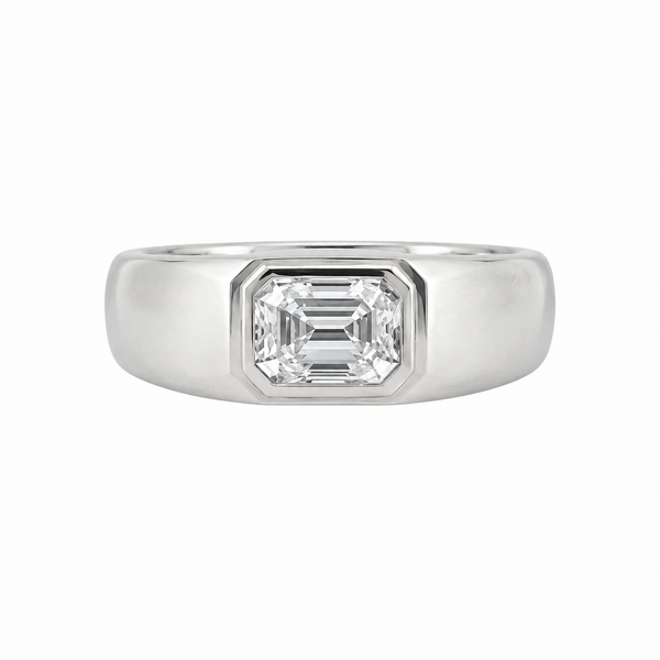 1.05 CT Internally Flawless E Color Emerald-Cut Diamond Ring in Platinum, 7.5mm Band