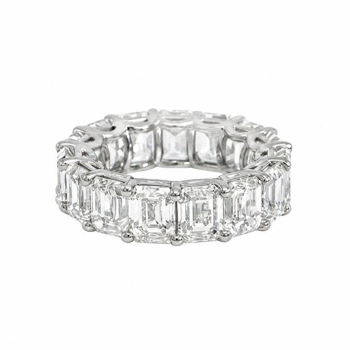 15.01 CTW Diamond Platinum Emerald Cut Eternity Band