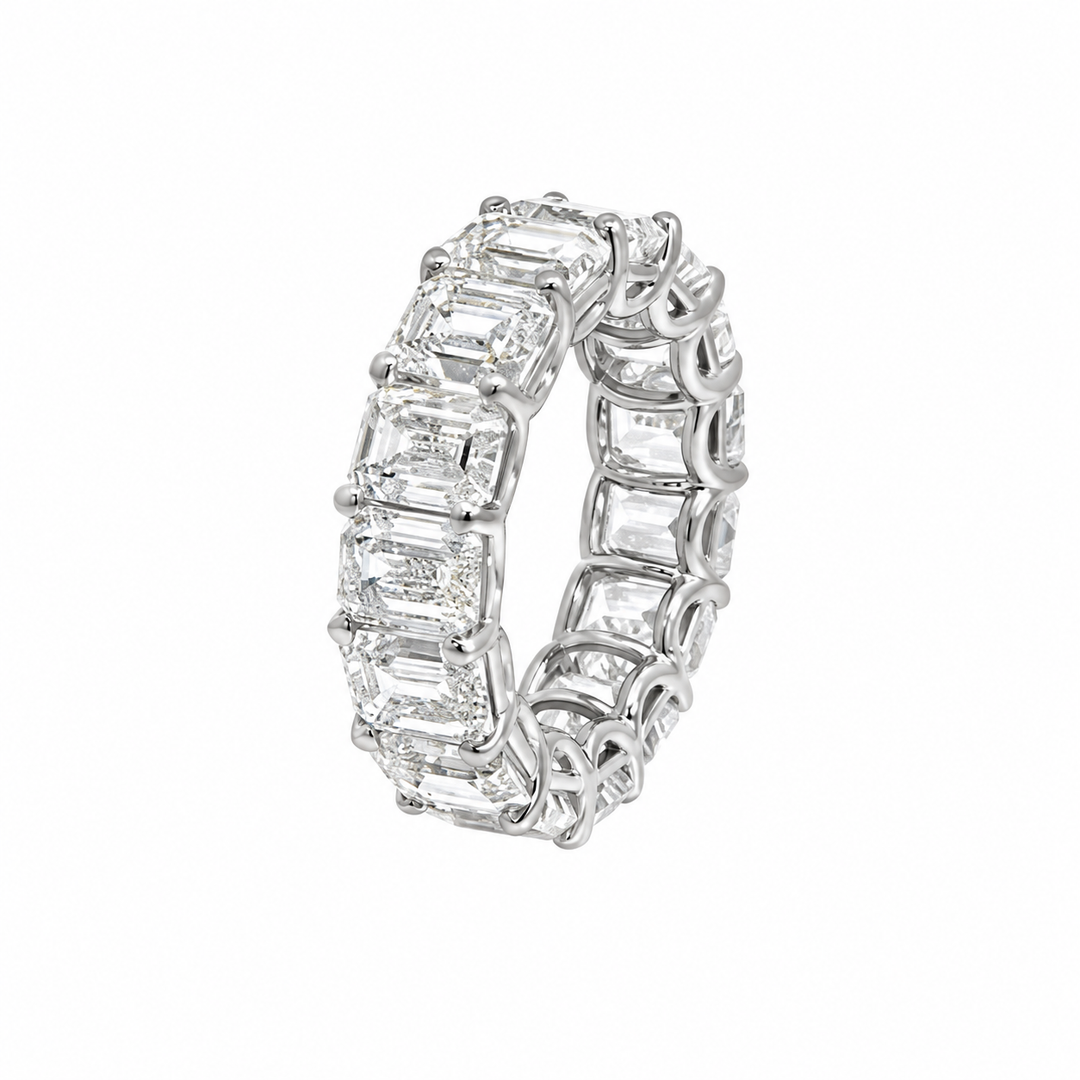 15.01 CTW Diamond Platinum Emerald Cut Eternity Band
