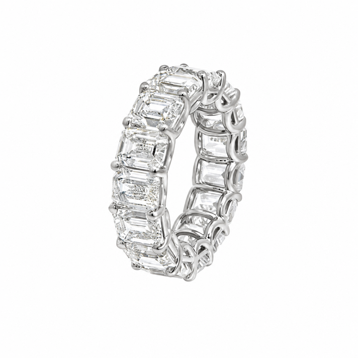 15.01 CTW Diamond Platinum Emerald Cut Eternity Band