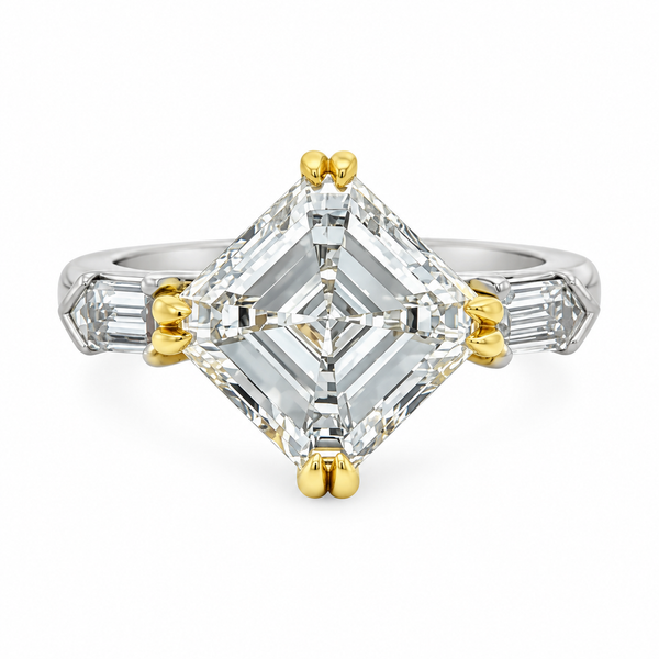 4.02 CT VS1 I-Color Diamond Platinum & Yellow Gold Sideways-Set Engagement Ring