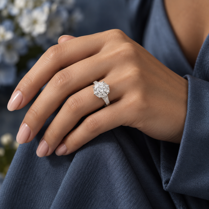 4.01 CT GIA Certified Round Brilliant Diamond Platinum Engagement Ring