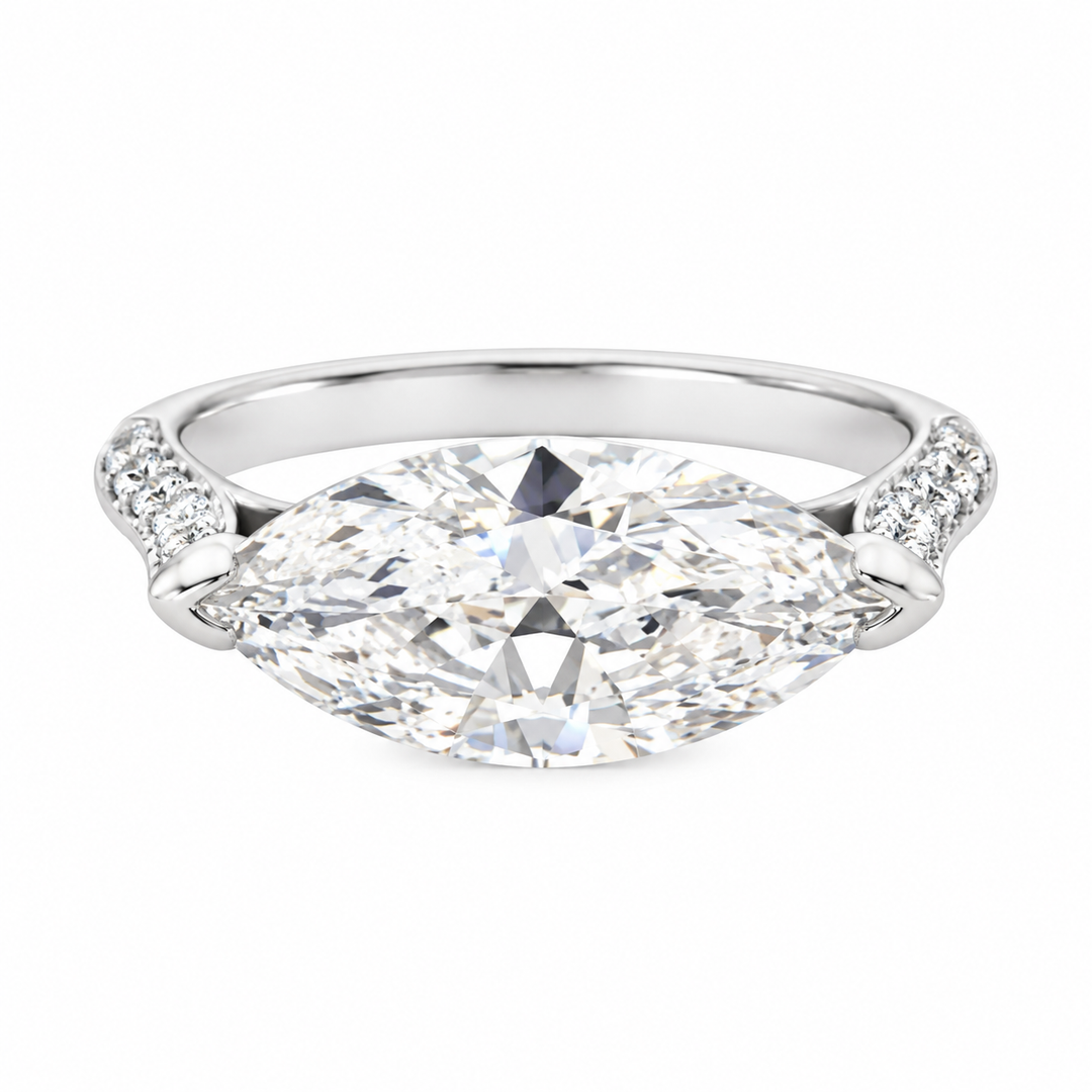 2.40 CT Marquise Diamond East-West Engagement Ring, GIA F SI2