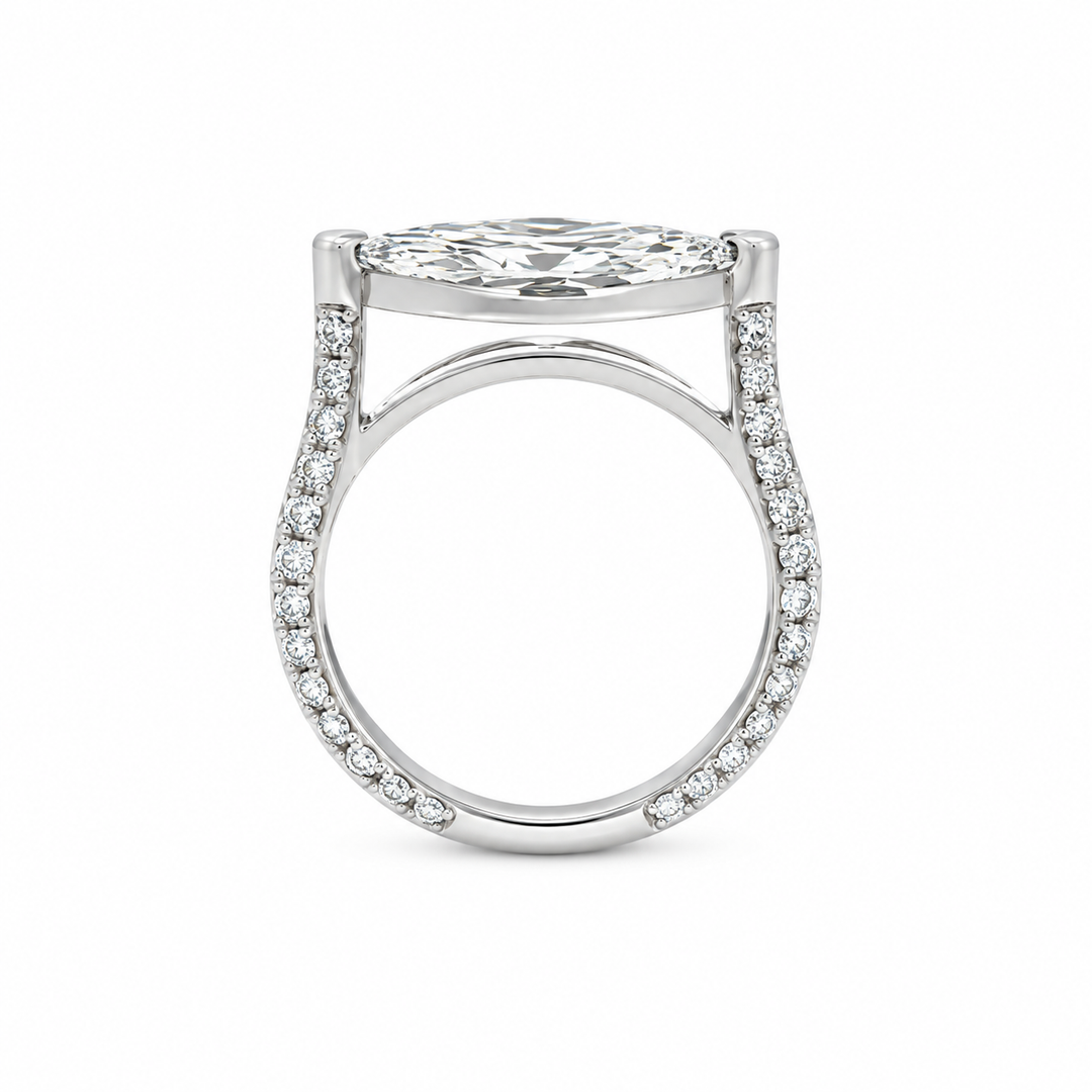 2.40 CT Marquise Diamond East-West Engagement Ring, GIA F SI2