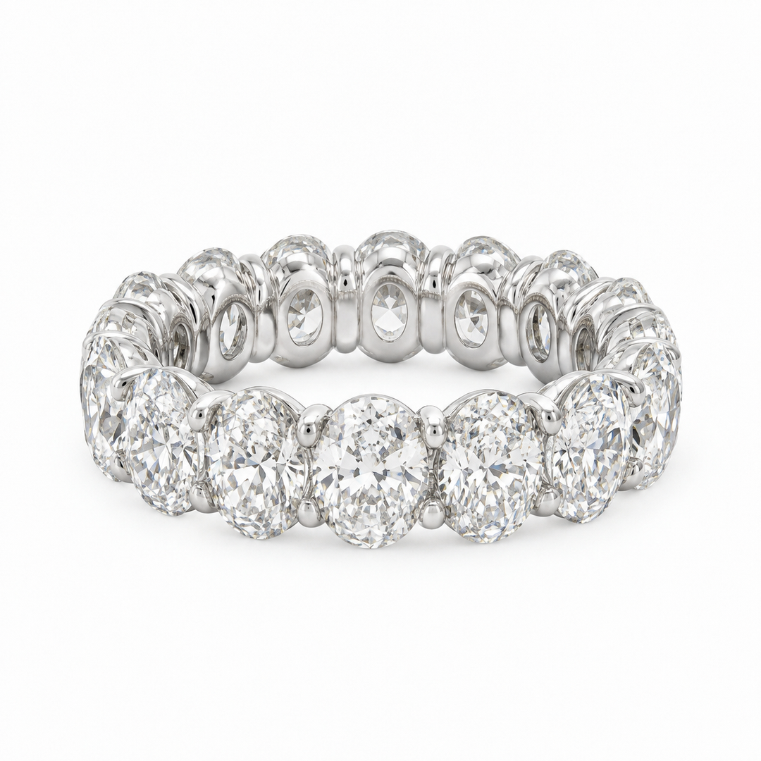 6.31 CTW Oval Diamond Eternity Band Ring in 14K White Gold