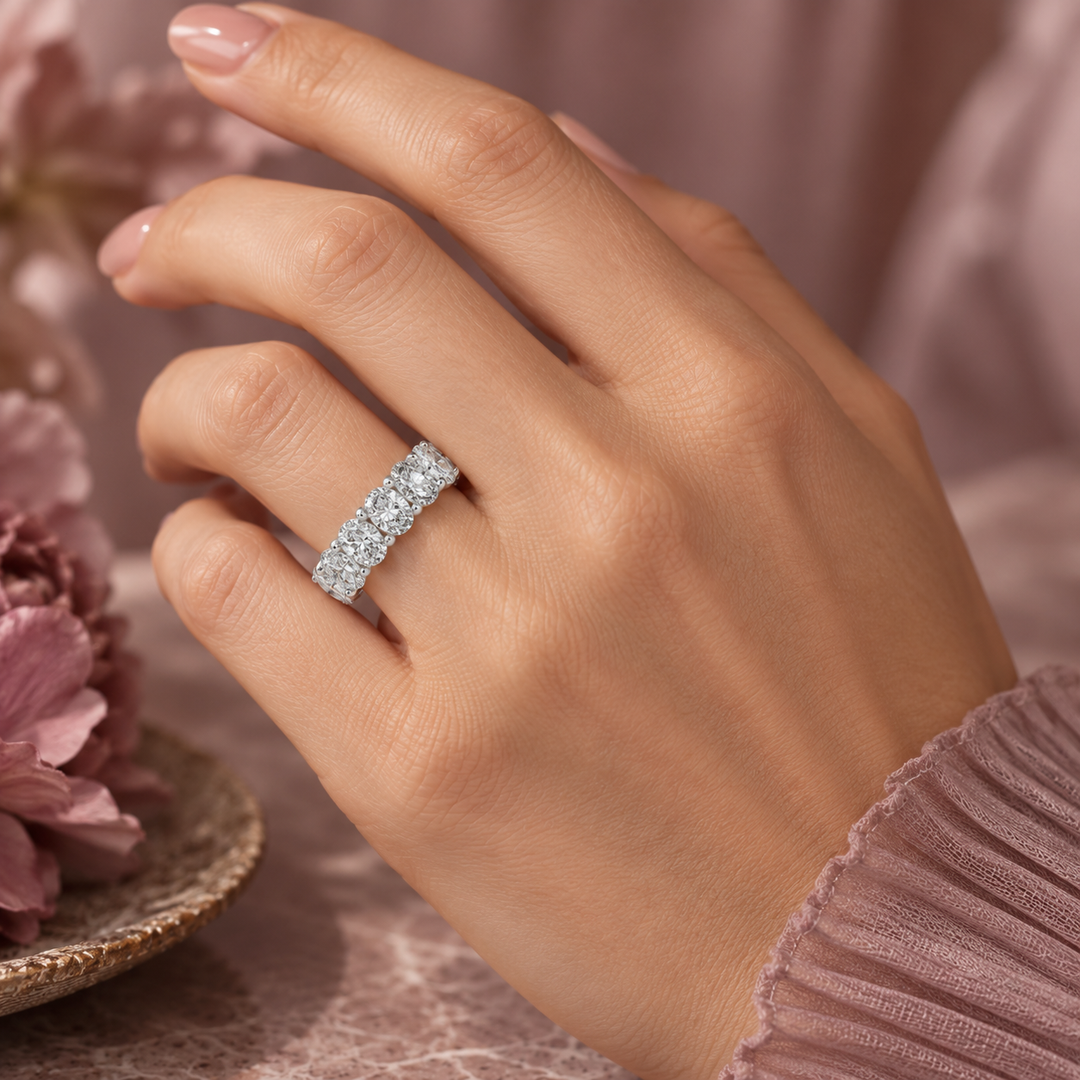 6.31 CTW Oval Diamond Eternity Band Ring in 14K White Gold