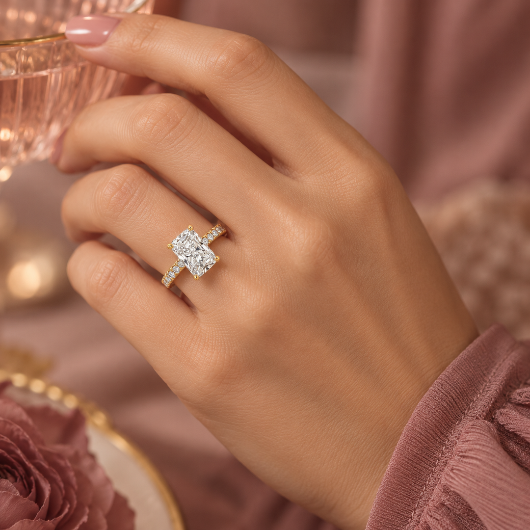 Lab Grown 3.05 CT Diamond 14K Yellow Gold Engagement Ring