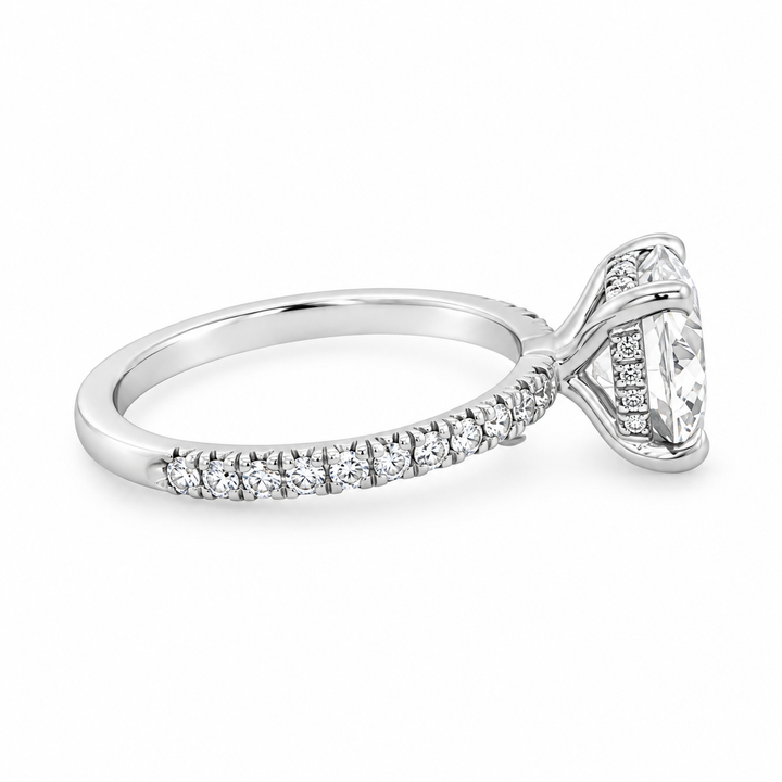 3.01 CT Round Lab Grown Diamond 14K White Gold Hidden Halo Engagement Ring