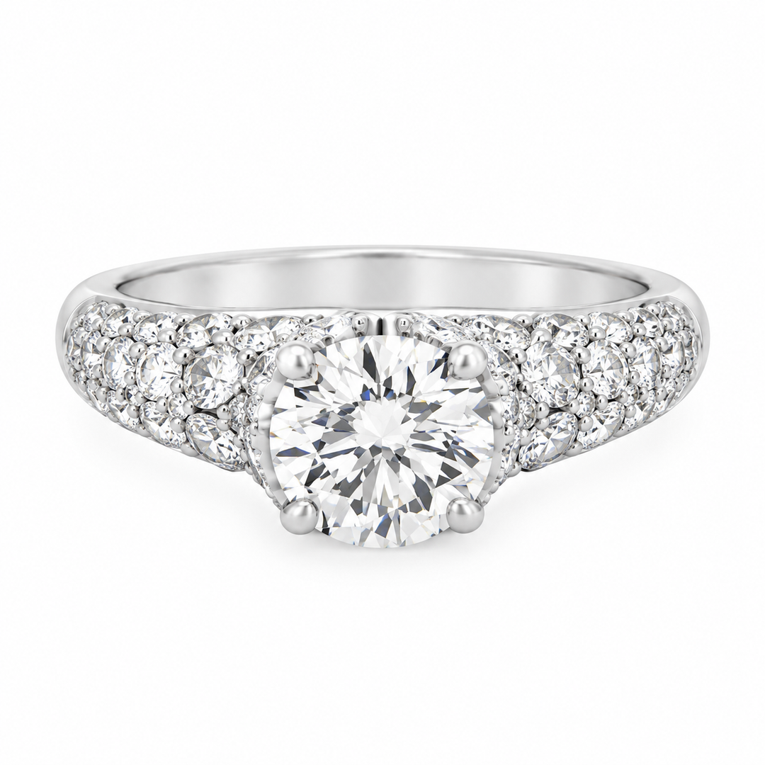 1.33 CTW Diamond Engagement Ring – 18K White Gold, GIA Certified