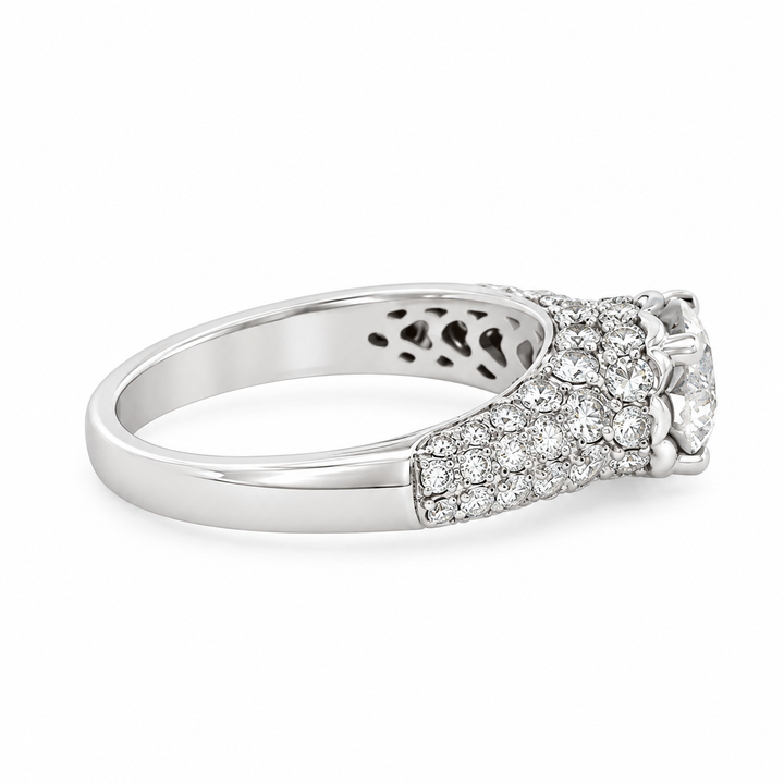 1.33 CTW Diamond Engagement Ring – 18K White Gold, GIA Certified