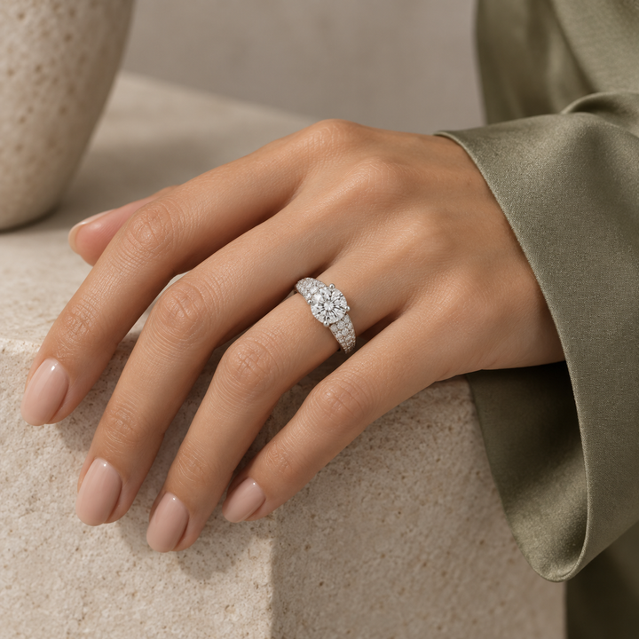1.33 CTW Diamond Engagement Ring – 18K White Gold, GIA Certified