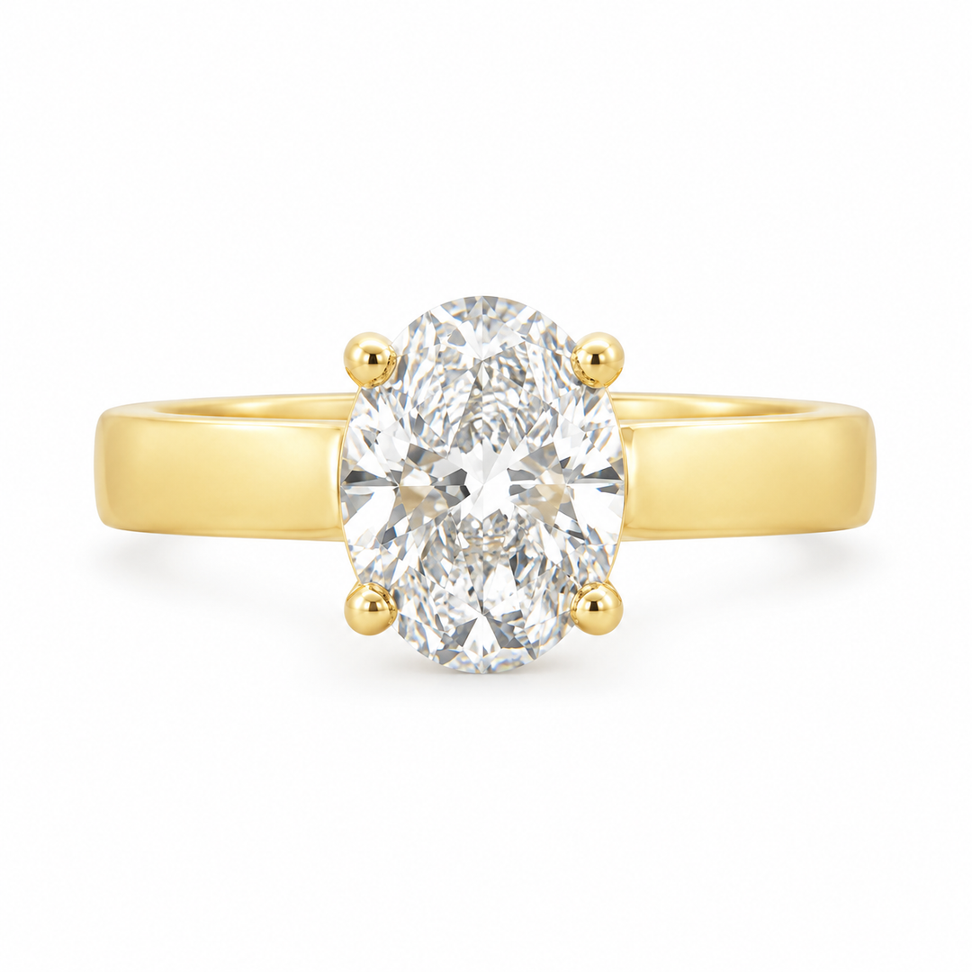 2.01 CT Oval Lab-Grown Diamond Engagement Ring 14K Yellow Gold