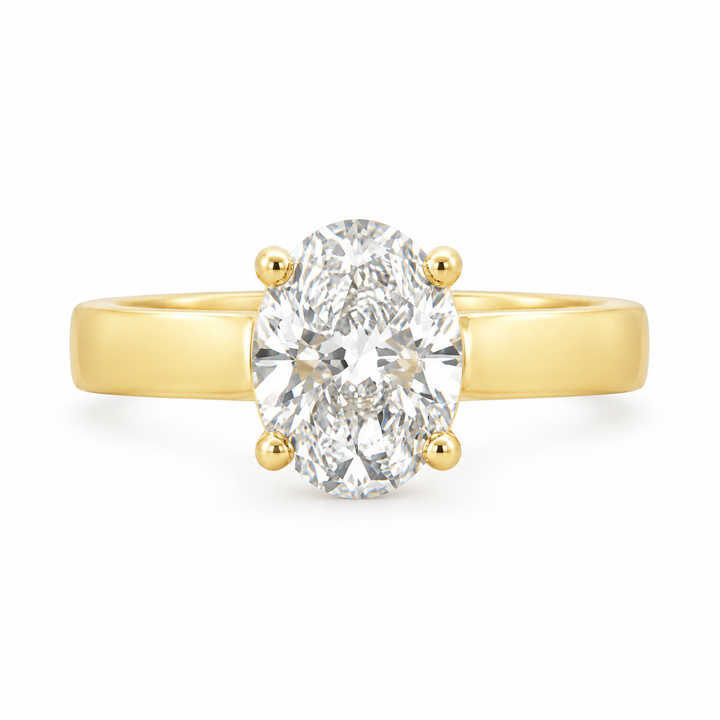 2.01 CT Oval Lab-Grown Diamond Engagement Ring 14K Yellow Gold