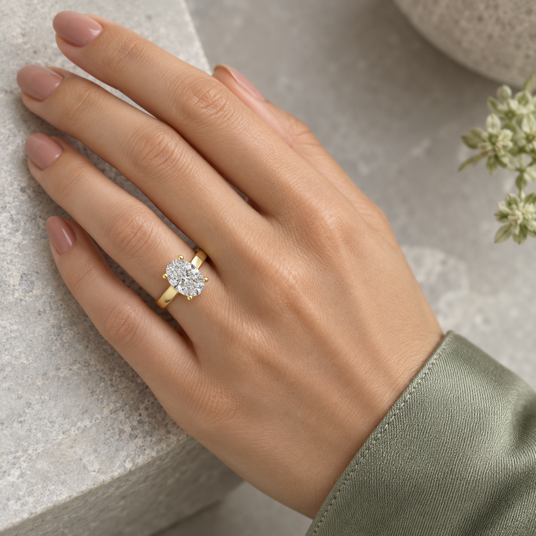 2.01 CT Oval Lab-Grown Diamond Engagement Ring 14K Yellow Gold