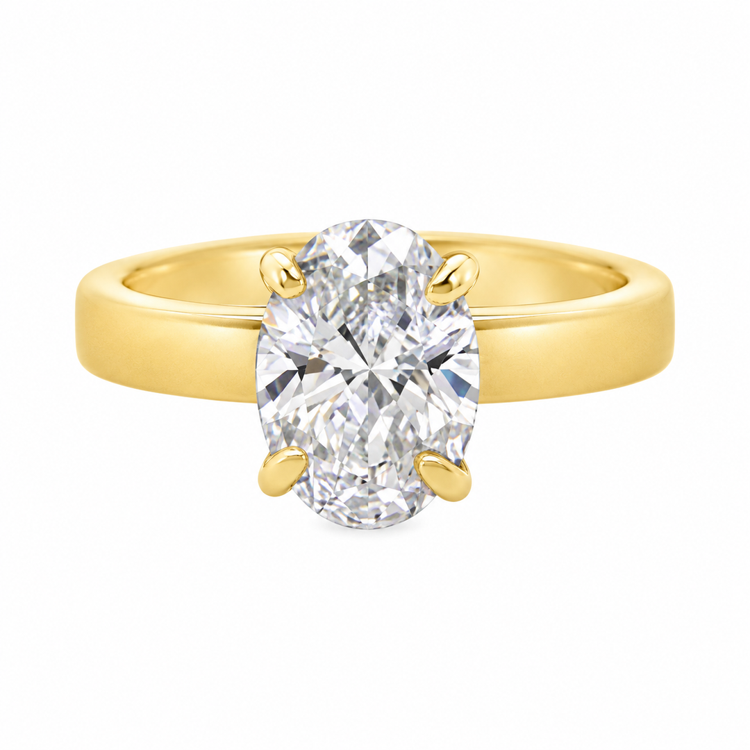 3.04 CT Oval Lab Grown Diamond 14K Yellow Gold Engagement Ring