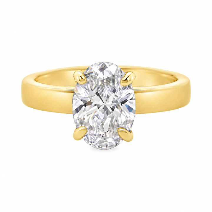 3.04 CT Oval Lab Grown Diamond 14K Yellow Gold Engagement Ring