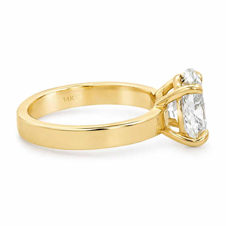 3.04 CT Oval Lab Grown Diamond 14K Yellow Gold Engagement Ring