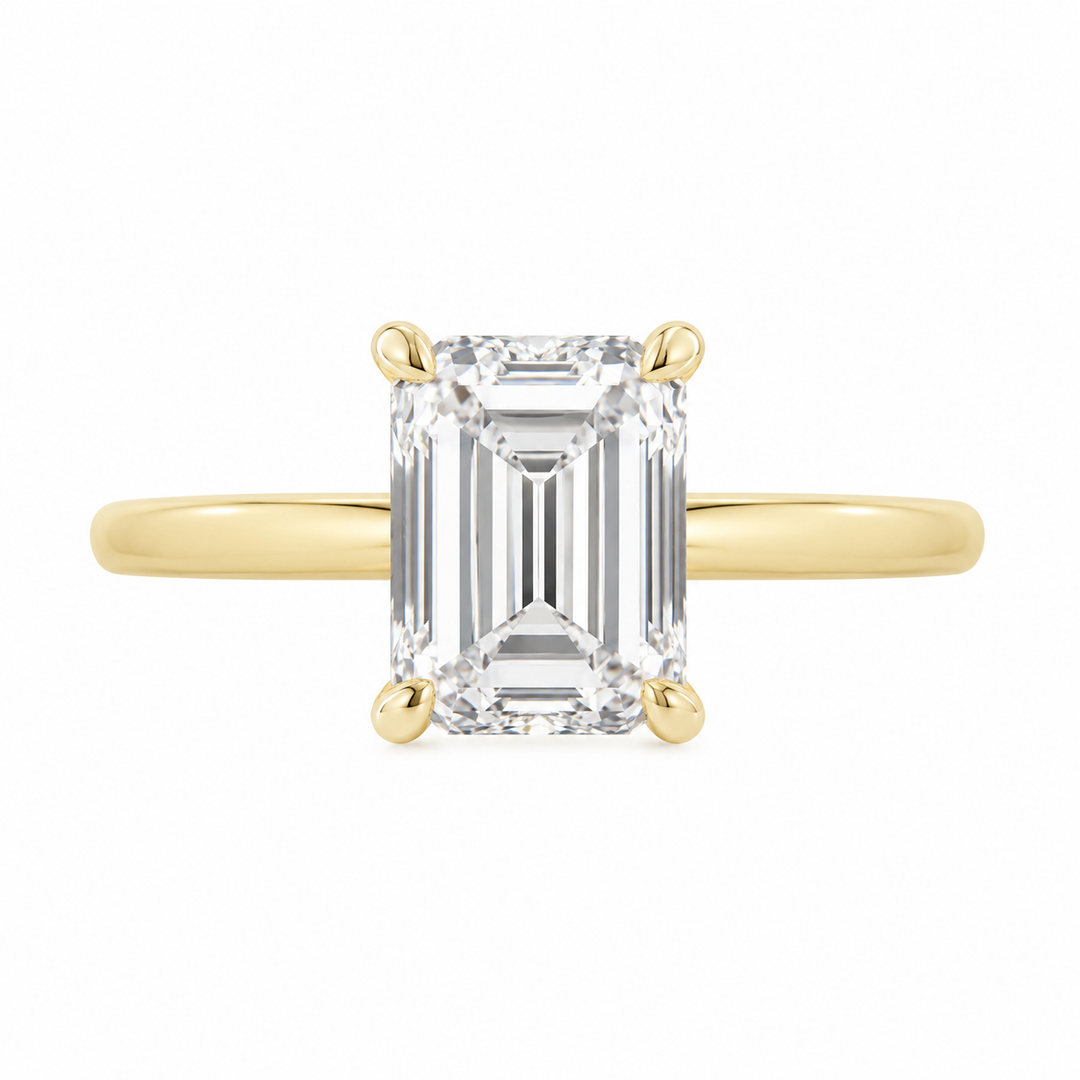 2.92 CT Lab-Grown Emerald-Cut Diamond 14K Yellow Gold Engagement Ring